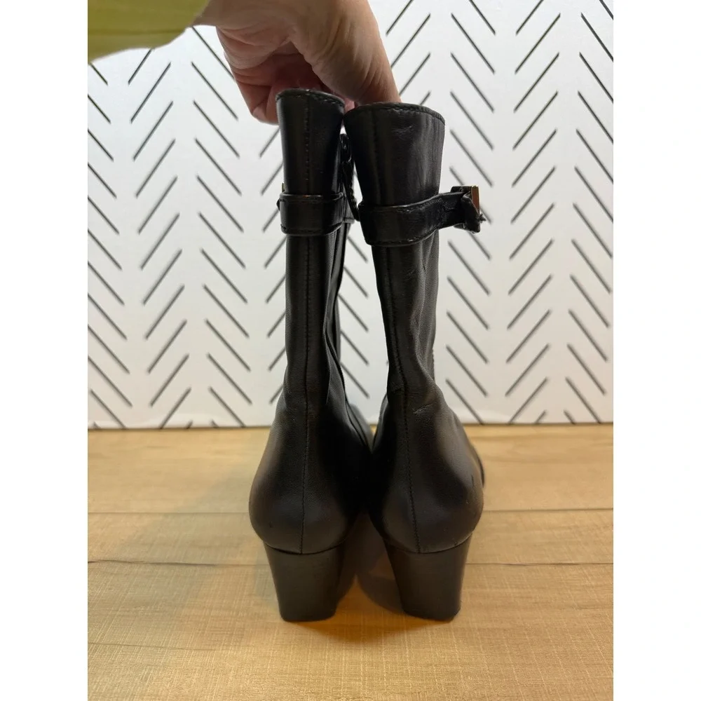 VTG Cole Haan Black Leather Tadi Square Toe Ankle Boots Women's Size 7.5‎ AA